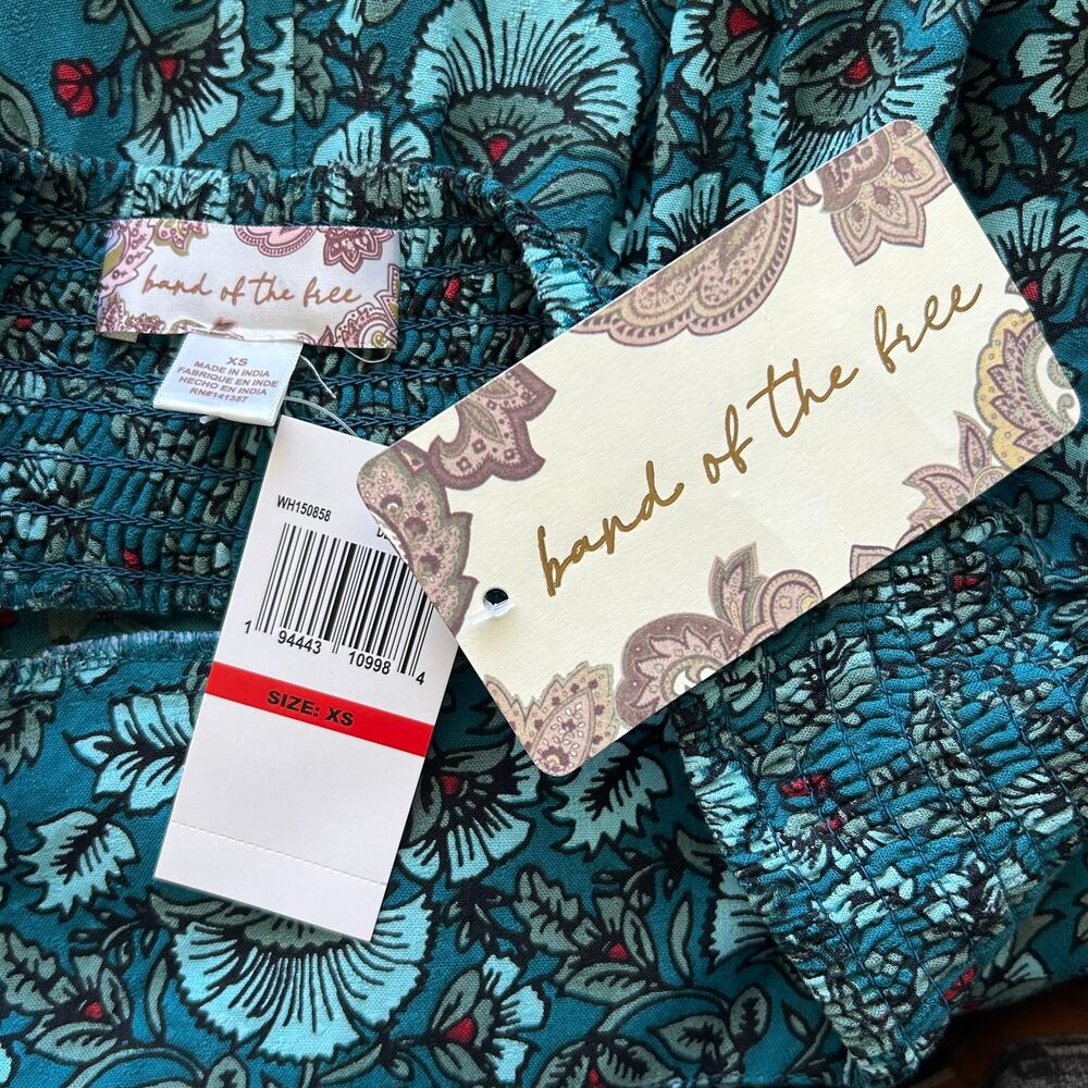 NWT Band of Gypsies Blue Floral Wide Leg Pants - Picture 6 of 8